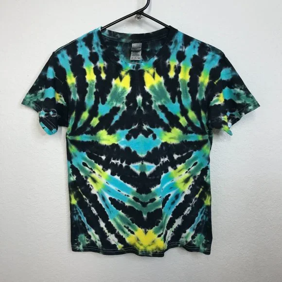 🍭KIDS Tie-Dye T-Shirt | Black/Blue/Green | Small - Picture 3 of 7